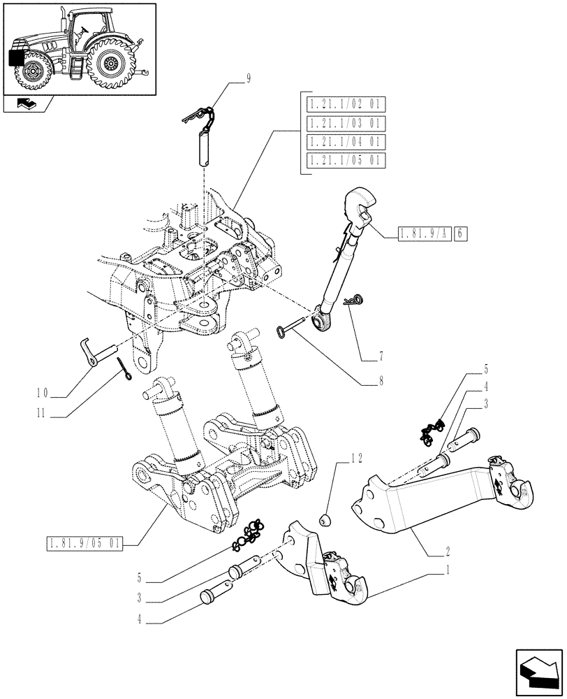 Схема запчастей Case IH PUMA 155 - (1.81.9/05[02]) - INTEGRATED FRONT HPL - IMPLEMENT ATTACHMENT - D6778 (VAR.333648-334648-335648-336831-337831) (07) - HYDRAULIC SYSTEM