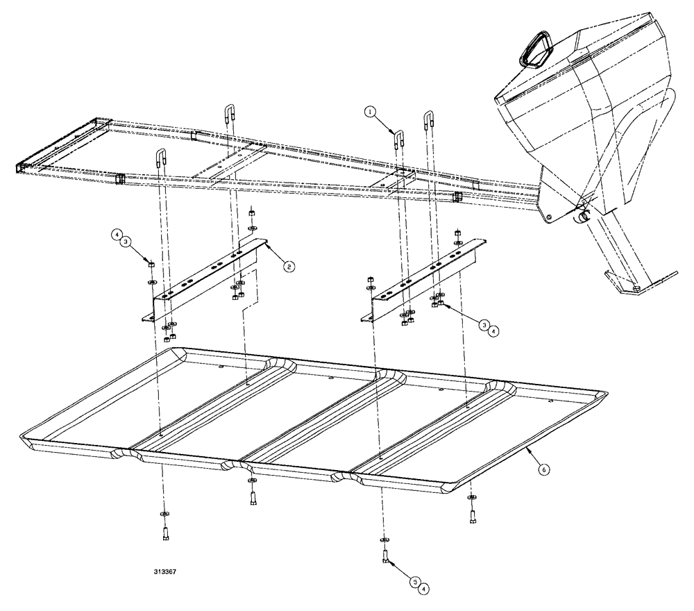 Схема запчастей Case IH SPX4260 - (288) - CHEMICAL INDUCTOR BELLY PAN ASSEMBLY (78) - SPRAYING