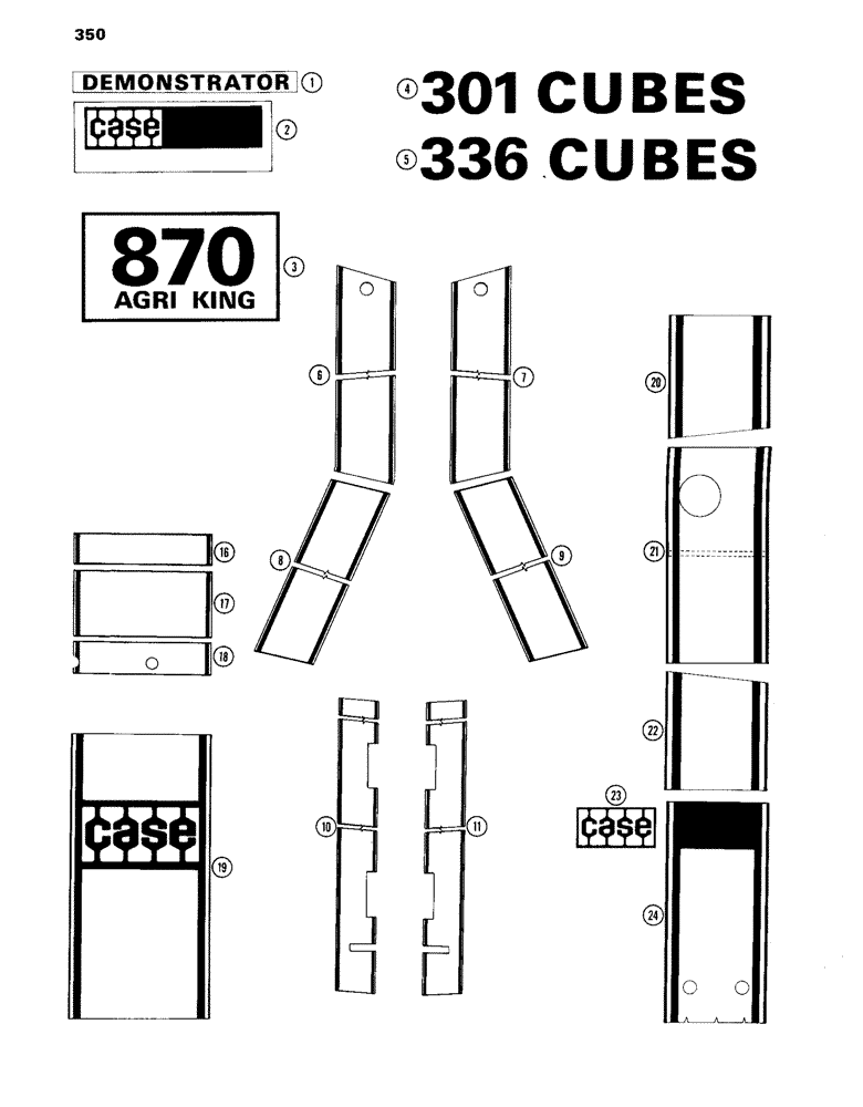 Схема запчастей Case IH 870 - (350) - DECALS, DEMONSTRATOR (09) - CHASSIS/ATTACHMENTS