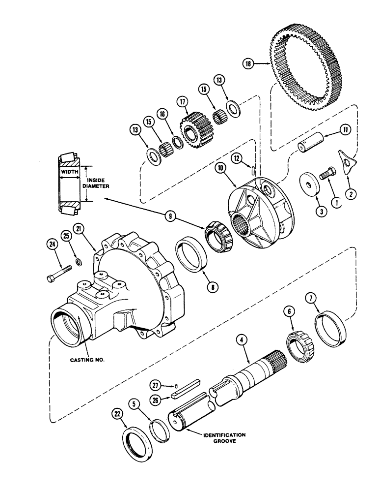 Схема запчастей Case IH 2290 - (6-296) - REAR AXLE, HOUSING AND PLANETARY GEARS, 120 INCH LONG AXLE (3048 MM) (06) - POWER TRAIN