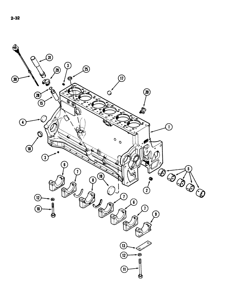 Схема запчастей Case IH 2294 - (2-032) - CYLINDER BLOCK, 504BDT DIESEL ENGINE (02) - ENGINE