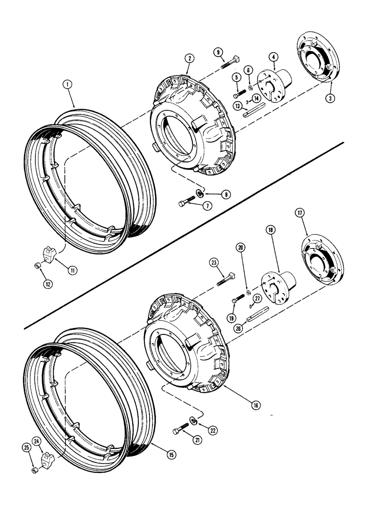 Схема запчастей Case IH 1370 - (236) - CAST DUAL REAR WHEELS, WITH 42 INCH RIMS, USED WITH 3-1/2 INCH DIAMETER AXLE (06) - POWER TRAIN