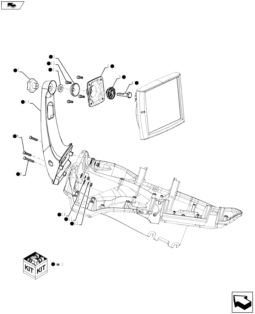 Схема запчастей Case IH MAGNUM 190 - (55.785.03) - KIT, MONITOR MOUNTING (55) - ELECTRICAL SYSTEMS