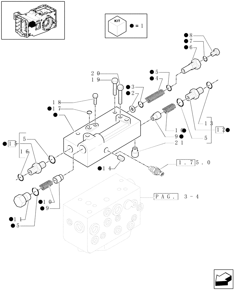 Схема запчастей Case IH MAXXUM 100 - (1.80.7[05]) - PTO CLUTCH FOR TRANSMISSION WITH CREEPER (12X12 / 16X16 / 24X24) - CONTROL VALVE AND RELEVANT PARTS - C5806 (07) - HYDRAULIC SYSTEM