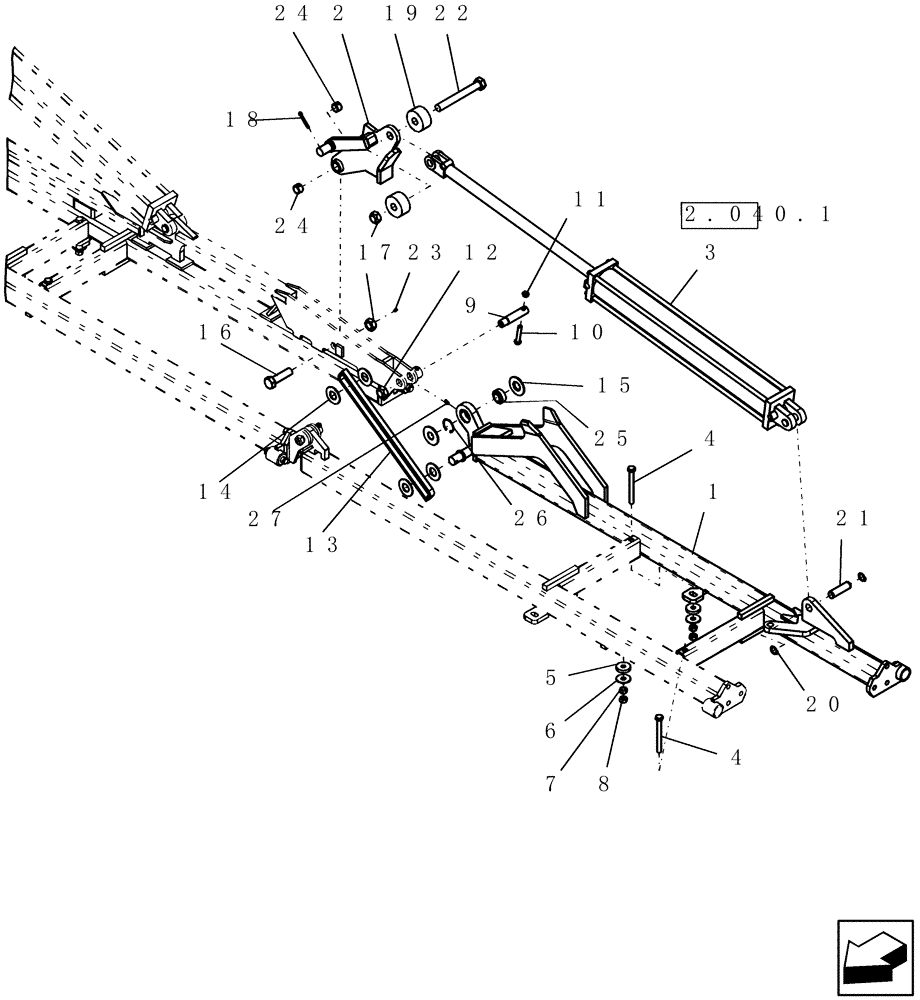 Схема запчастей Case IH ATX400 - (1.350.1) - 9 FIVE SECTION OUTER WING (REAR) - 57 MODEL SHOWN (12) - FRAME