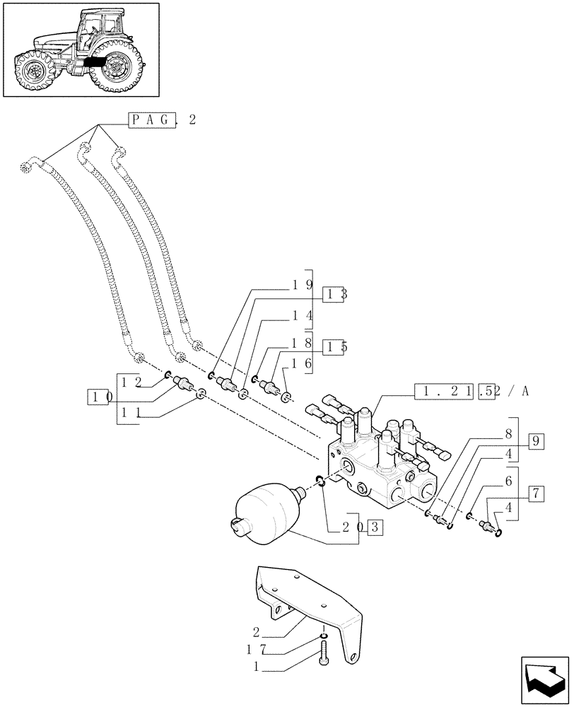 Схема запчастей Case IH MAXXUM 140 - (1.21.2/01[01]) - (CL.4) SUSPENDED FRONT AXLE W/MULTI-PLATE DIFF. LOCK - VALVE SUSPENSION CONTROL - C6385 (VAR.330429-330430) (03) - TRANSMISSION