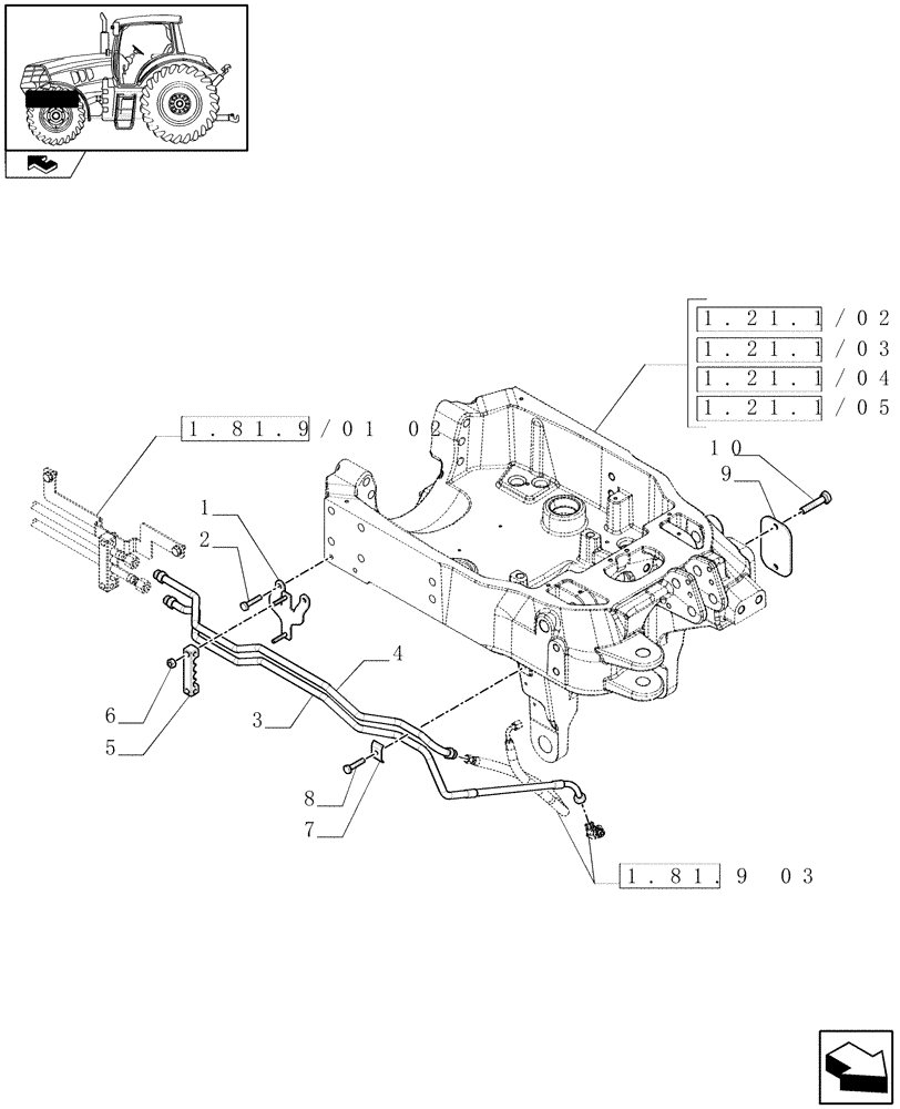 Схема запчастей Case IH PUMA 125 - (1.81.9/01[01]) - TUBES FOR FRONT HPL FROM MECHANICAL REMOTE VALVES - C6778 (VAR.330926) (07) - HYDRAULIC SYSTEM