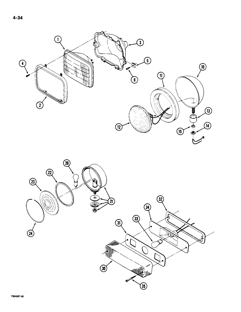 Схема запчастей Case IH 9190 - (4-34) - HEAD LAMP ASSEMBLY (04) - ELECTRICAL SYSTEMS