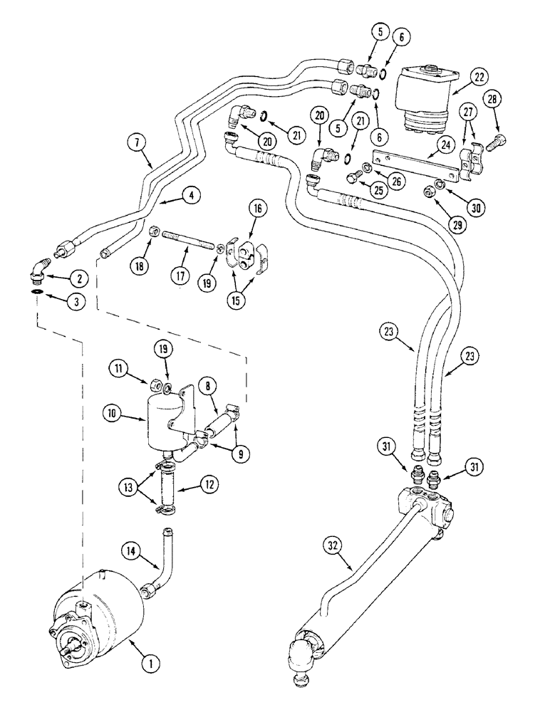 Схема запчастей Case IH 1294 - (5-090) - HYDROSTATIC POWER STEERING, 2 WHEEL DRIVE, TRACTORS WITHOUT CAB (05) - STEERING