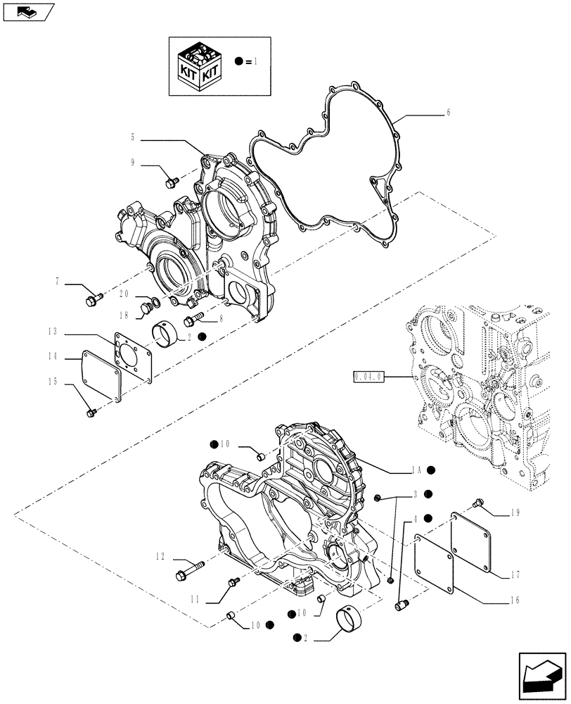 Схема запчастей Case IH F5AE5484C A001 - (0.04.3[01]) - ENGINE BLOCK FRONT COVER (10) - ENGINE