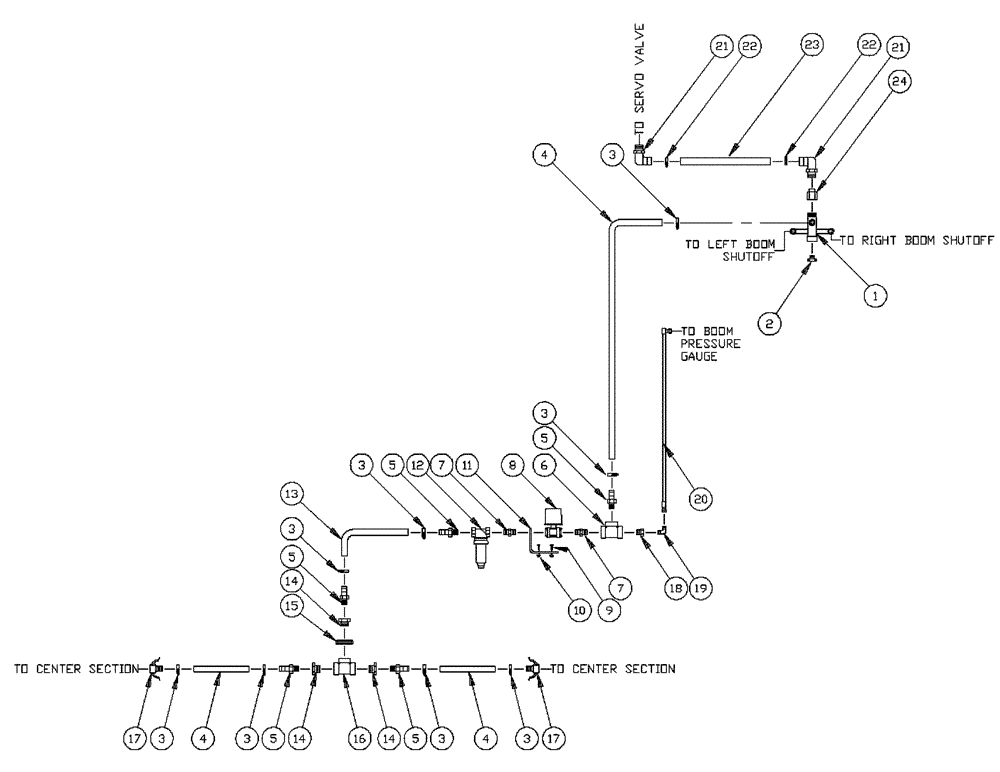 Схема запчастей Case IH PATRIOT WT - (09-022) - 75 3-BOOM SHUTOFF CENTER BOOM Liquid Plumbing