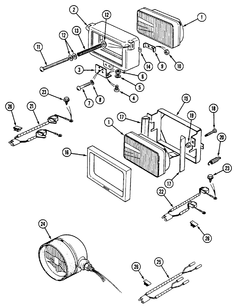 Схема запчастей Case IH 1594 - (4-82) - HEADLAMPS (04) - ELECTRICAL SYSTEMS