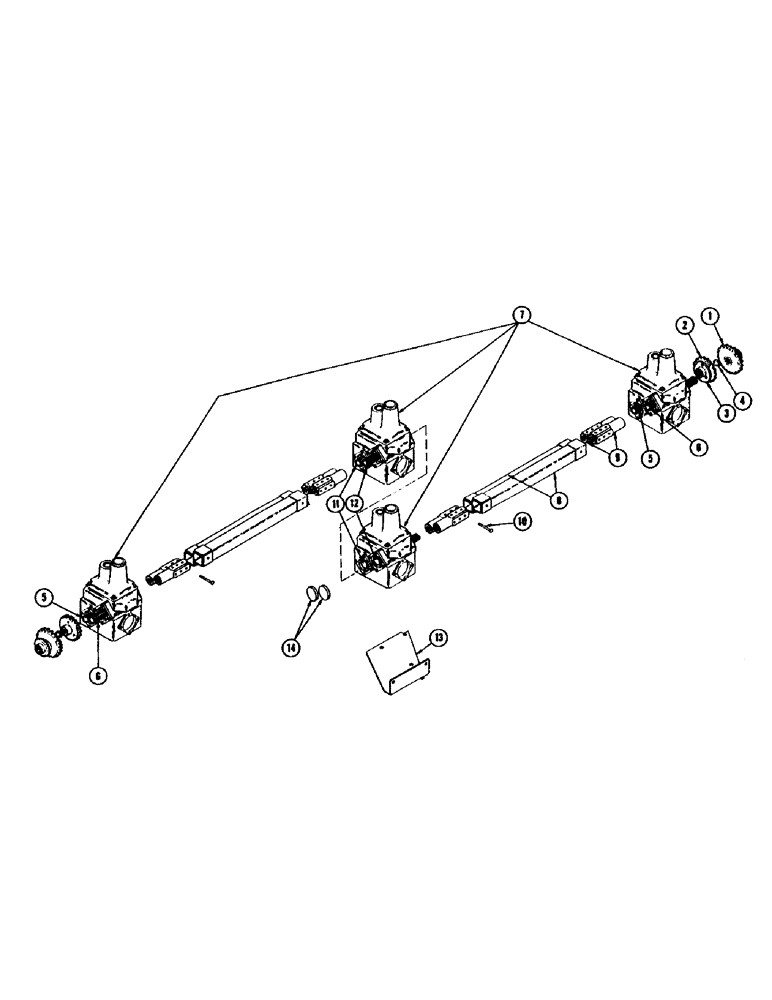 Схема запчастей Case IH 402 - (52) - GEAR BOX COUPLER SHAFTS, 4 ROW (58) - ATTACHMENTS/HEADERS