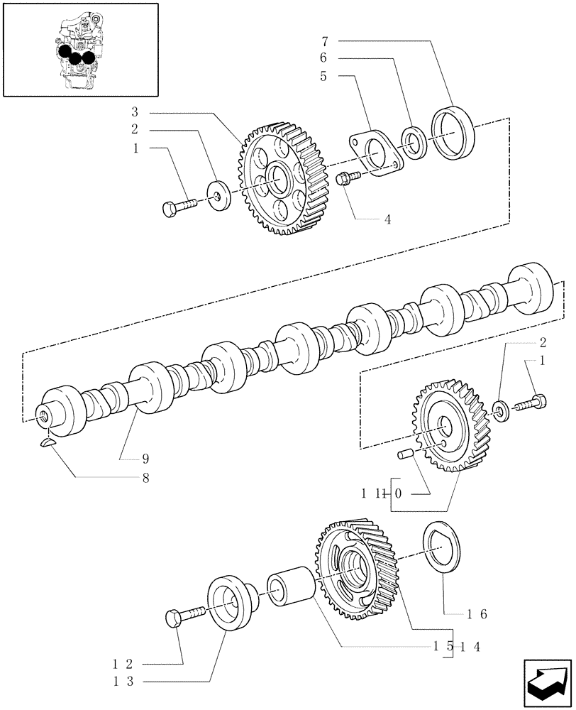 Схема запчастей Case IH WDX2302 - (01.10[1]) - TIMING GEAR AND CAMSHAFT (01) - ENGINE