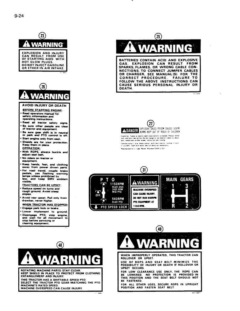 Схема запчастей Case IH 275 - (9-24) - DECALS, SAFETY (09) - CHASSIS/ATTACHMENTS