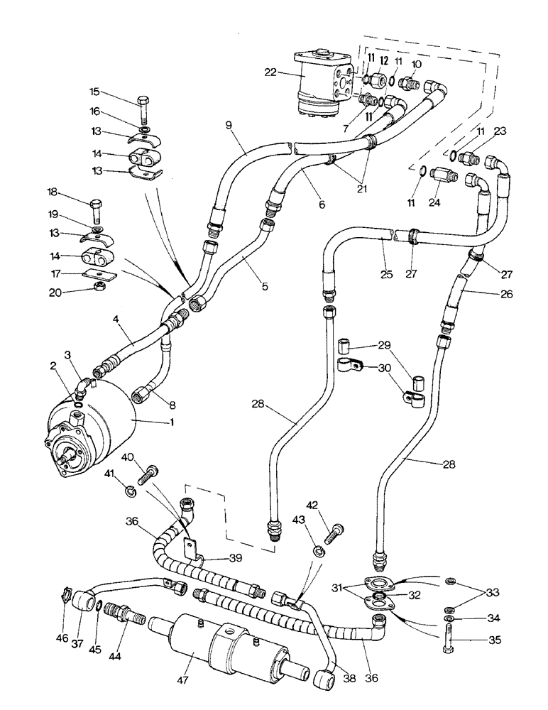 Схема запчастей Case IH 1690 - (H06-1) - STEERING SYSTEM - TRANSVERSE CYLINDER, HIGH PLATFORM, CAB MODEL (13) - STEERING SYSTEM