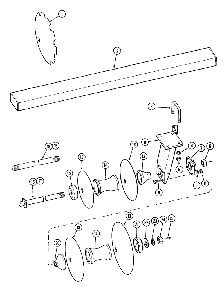 Схема запчастей Case IH RP - (150) - REAR GANG - 10-1/2 INCH (266.7 MM) SPACING, 14 FOOT (4.3 M) CUT 