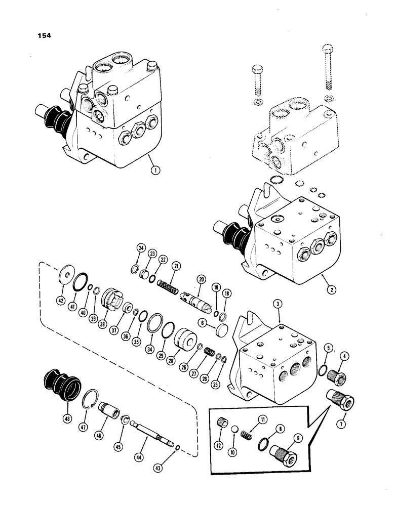 Схема запчастей Case IH 1270 - (154) - POWER ASSIST BRAKE SYSTEM, POWER ASSIST BRAKE VALVE ASSEMBLY USED WITHOUT DIFFERENTIAL LOCK (07) - BRAKES