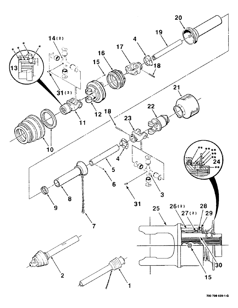 Схема запчастей Case IH 8545 - (2-04) - IMPLEMENT DRIVELINE (WALTERSHIED) Driveline