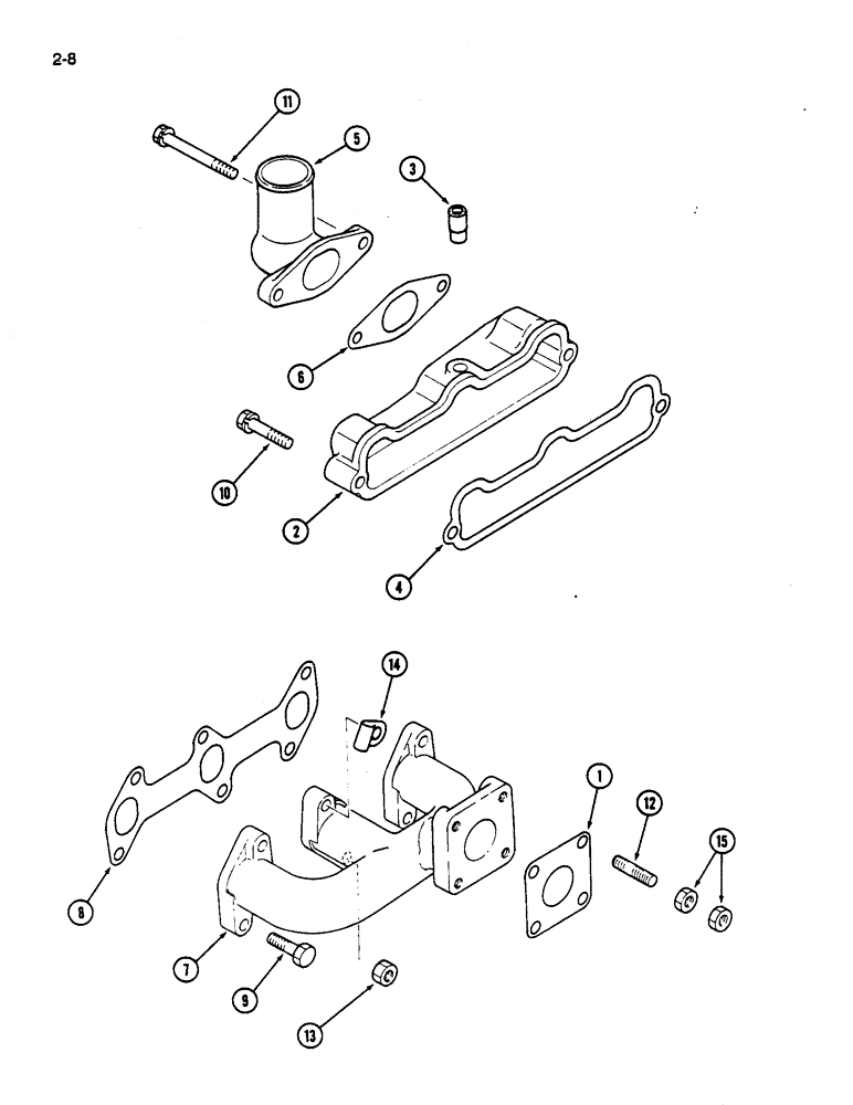 Схема запчастей Case IH 245 - (2-08) - INTAKE AND EXHAUST MANIFOLD (02) - ENGINE