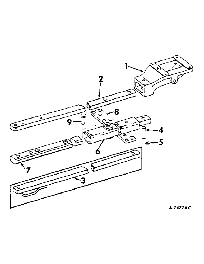 Схема запчастей Case IH 806 - (K-03) - DRAWBARS AND HITCHES, SWINGING DRAWBAR, TRACTORS WITH TWO OR THREE POINT HITCH Drawbars & Hitches