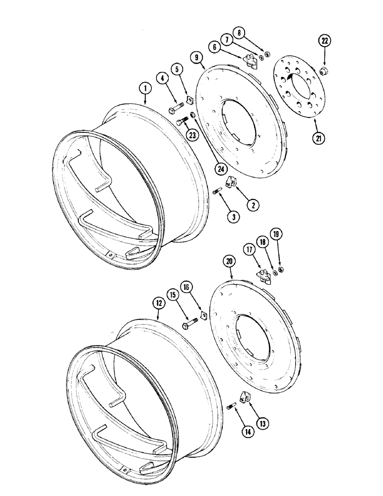 Схема запчастей Case IH 1690 - (T02-1) - REAR WHEELS (11) - WHEELS & WEIGHTS