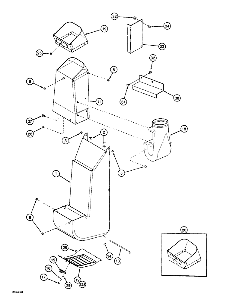 Схема запчастей Case IH 2055 - (9C-04) - REAR DRUM OUTLETS (15) - HANDLING SYSTEM