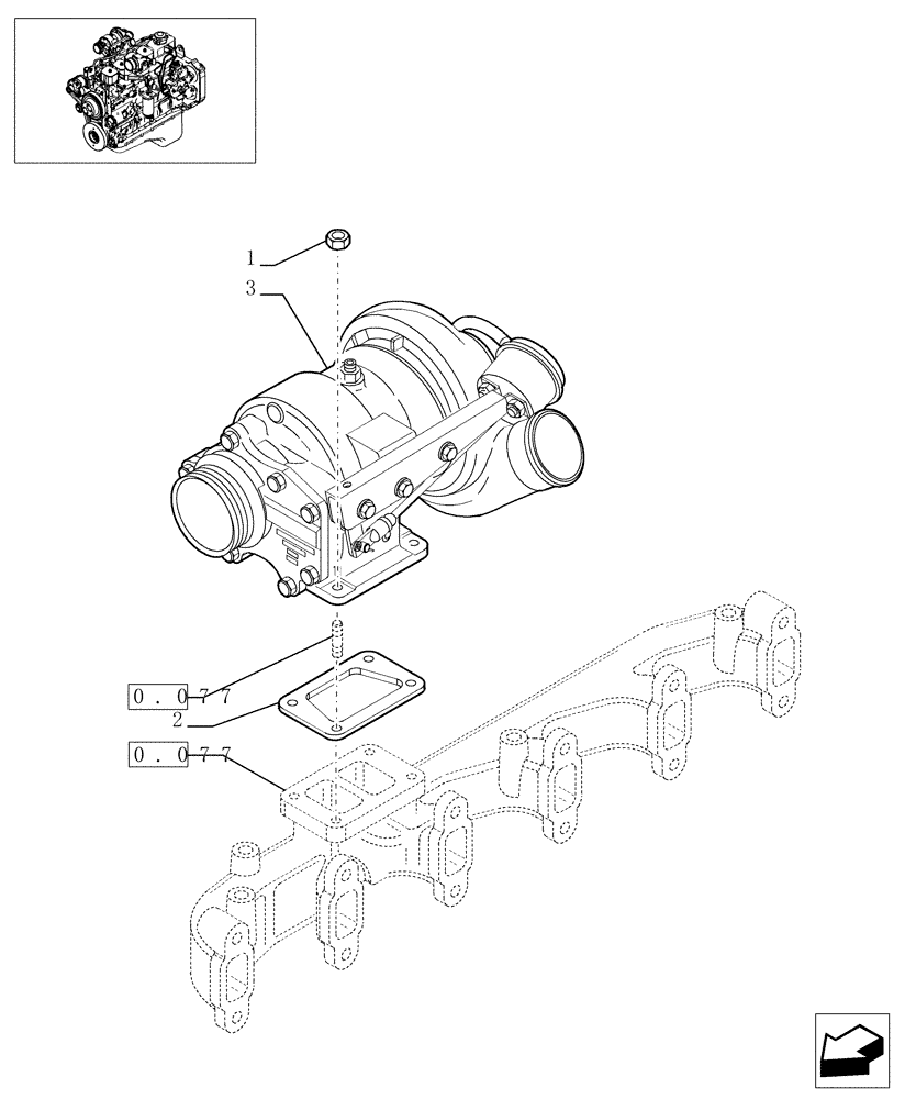 Схема запчастей Case IH PX170 - (0.24.0[01]) - TURBOCHARGER (504062810) (02) - ENGINE