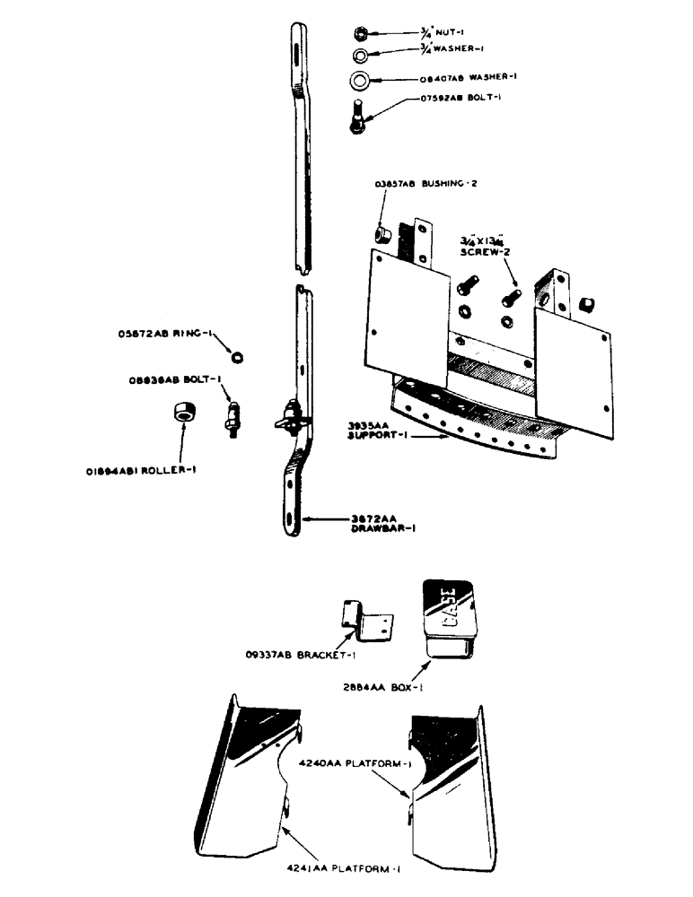 Схема запчастей Case IH SO-SERIES - (133) - DRAW BAR FOR SO TRACT. WITH PTO, PLATFORM AND TOOL BOX FOR S AND SC TRACT (09) - CHASSIS