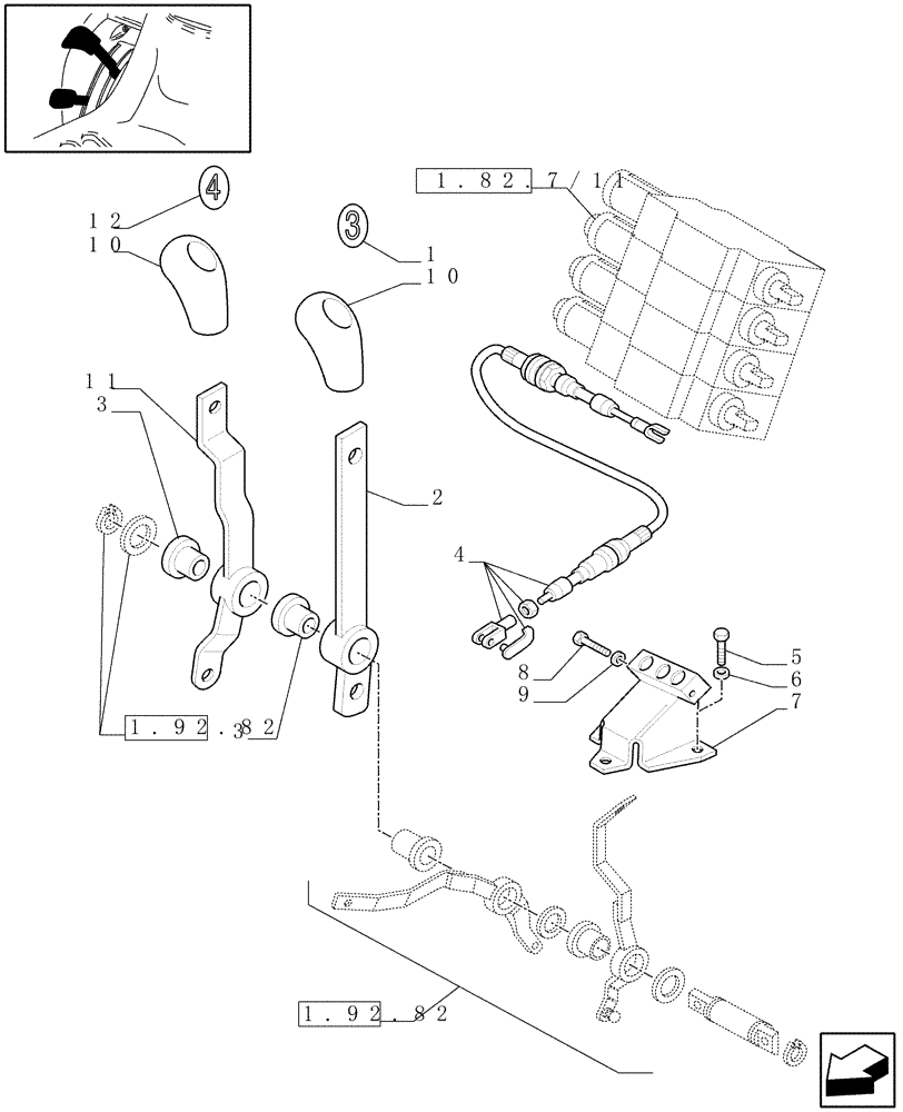 Схема запчастей Case IH JX1075C - (1.92.82/10[02]) - (VAR.165) 4 REMOTE VALVES FOR EDC - LEVERS (10) - OPERATORS PLATFORM/CAB