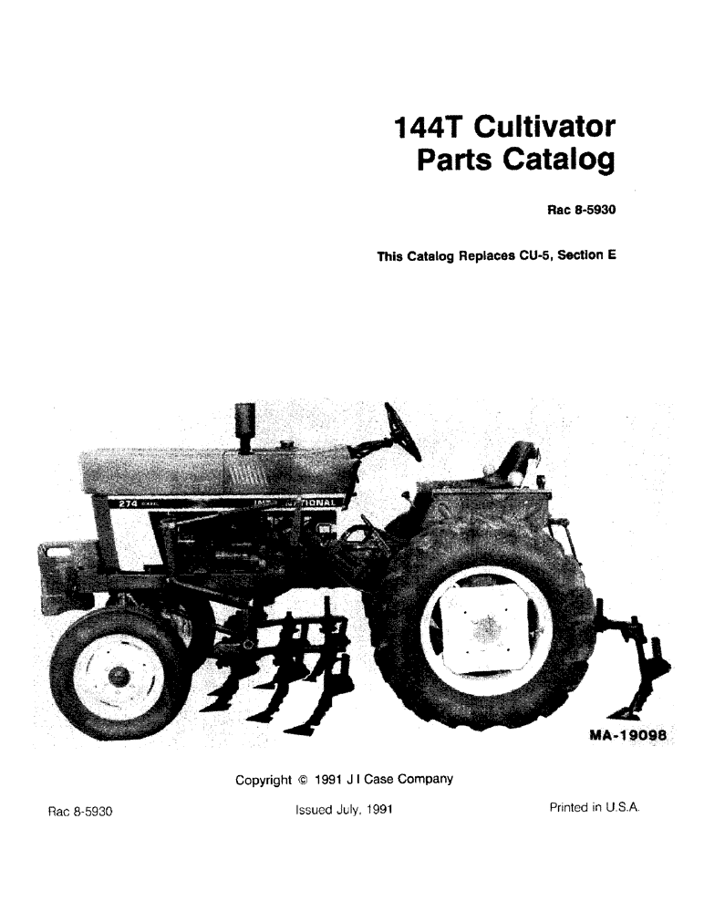 Схема запчастей Case IH 144T - (1-1) - 144T CULTIVATOR, PARTS CATALOG 