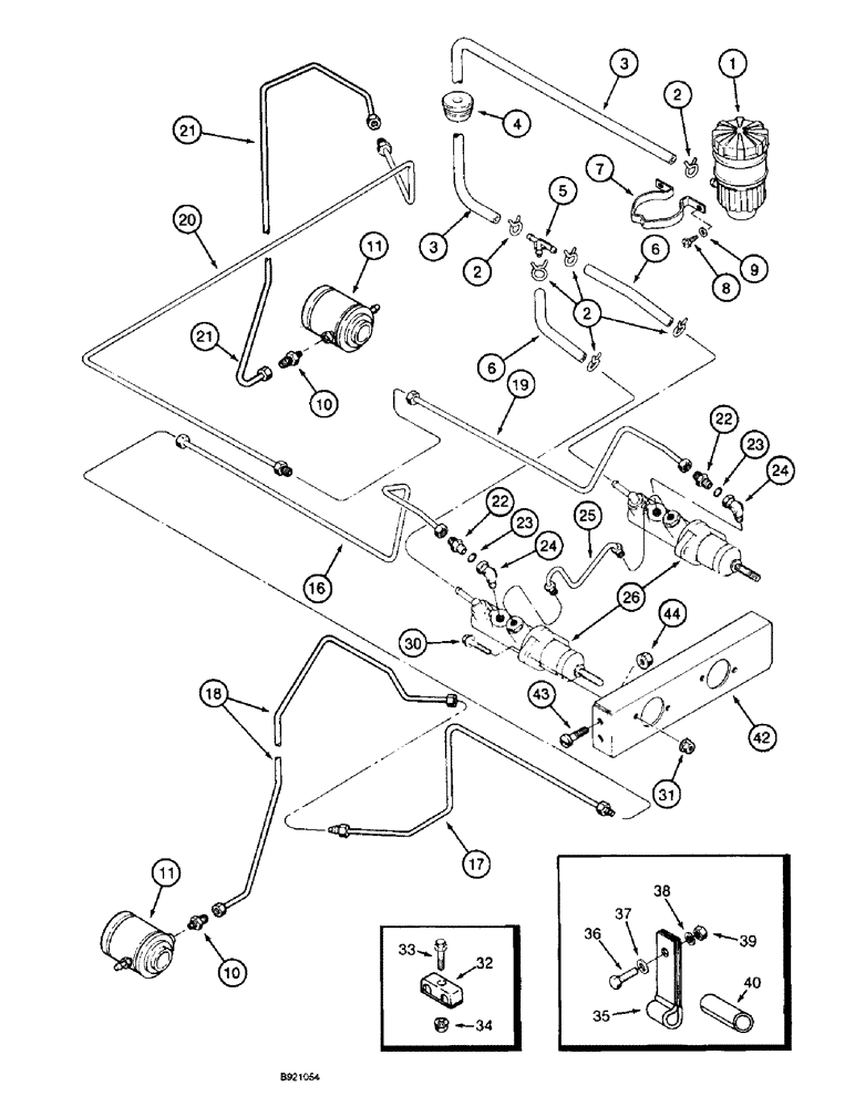 Схема запчастей Case IH 1800 - (7-04) - MASTER BRAKE CYLINDERS RESERVOIR, CONNECTIONS AND MOUNTING (5.1) - BRAKES