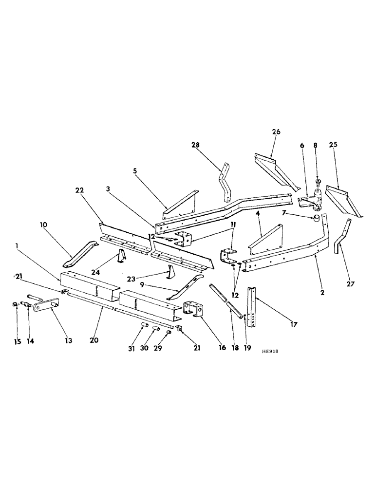 Схема запчастей Case IH 510 - (B-02) - MAIN FRAME AND TRACTOR HITCH 