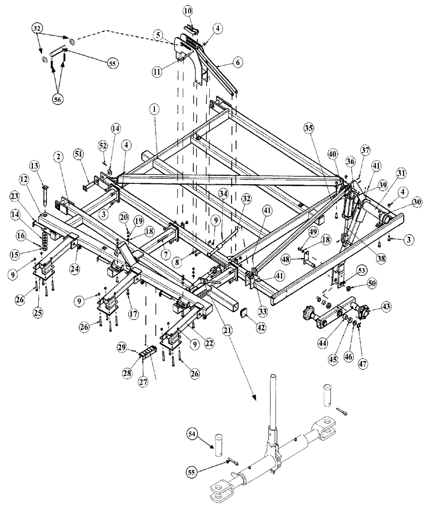 Схема запчастей Case IH 4450 - (09-07) - 12 FOOT WING - 35 FOOT 3 INCH MACHINE LAYOUT 