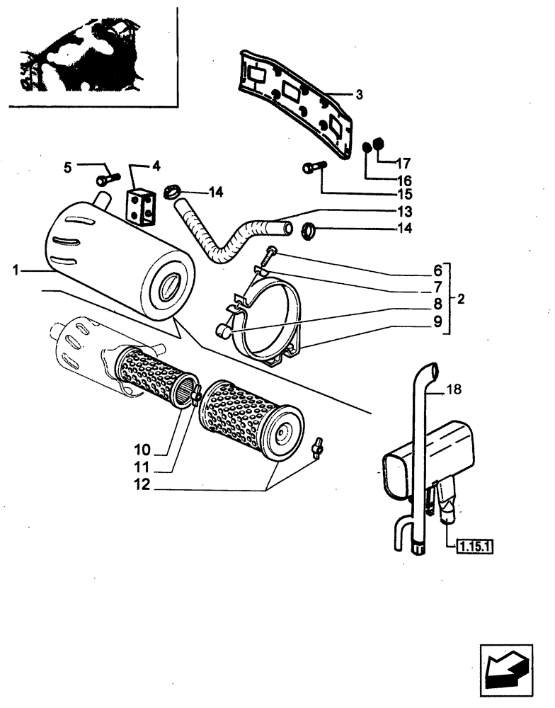 Схема запчастей Case IH JX80 - (1.19.1/01) - (VAR.199) AIR FILTER - BRACKET (02) - ENGINE EQUIPMENT