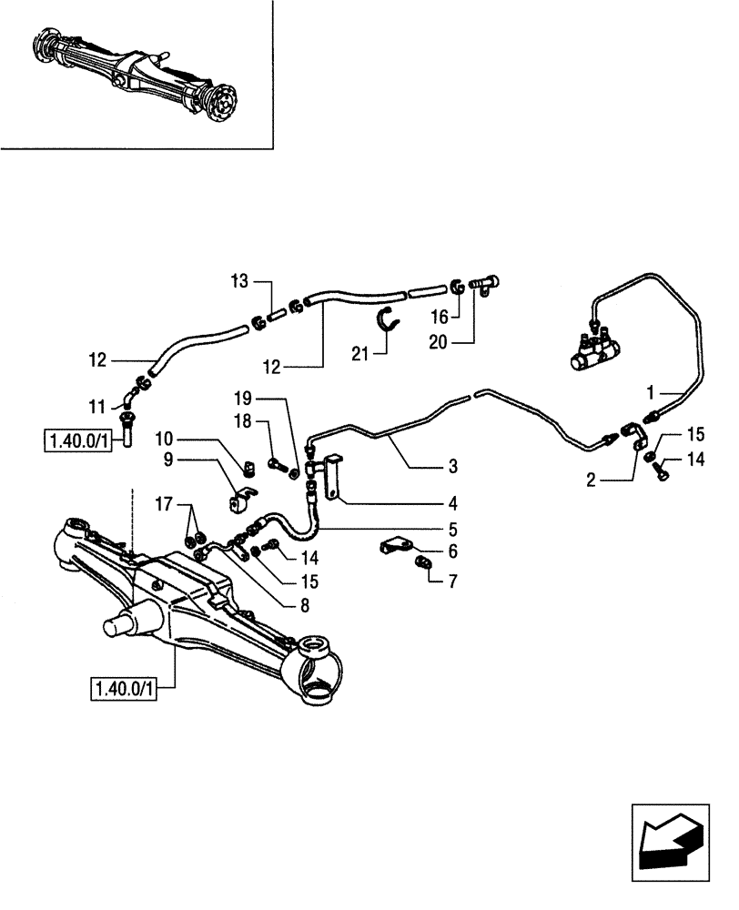 Схема запчастей Case IH JX80 - (1.68.5/01) - (VAR.324) 4WD FRONT AXLE WITH SLIP CONTROL FRONT BRAKE - PIPES (05) - REAR AXLE