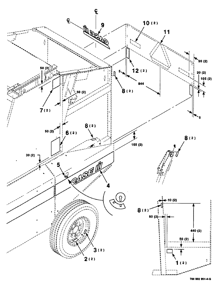 Схема запчастей Case IH 8465 - (9-08) - DECALS AND LOCATION DIAGRAM, REAR, SERIAL NUMBER CFH0078355 AND LATER Decals & Attachments