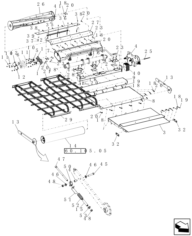 Схема запчастей Case IH 7010 - (60.110.06[02]) - FEEDER FLOOR AND CHAINS - WITH ROCK TRAP - 7010/8010 (FEB 16 2012 8:29AM) (60) - PRODUCT FEEDING