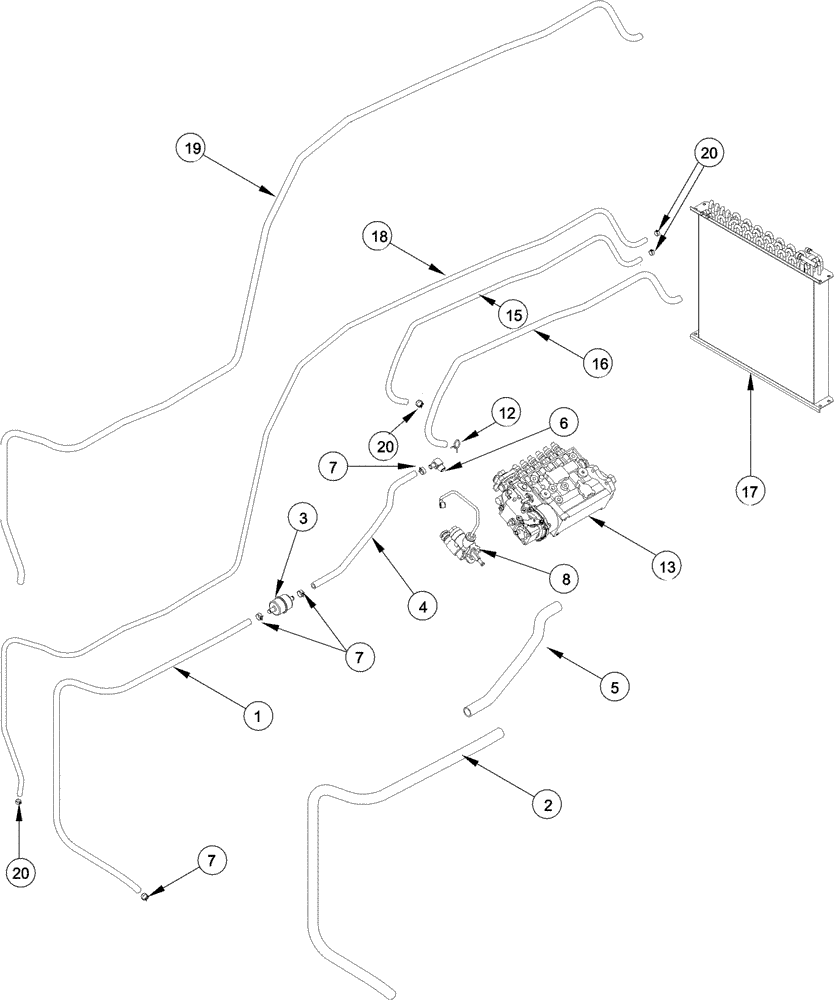 Схема запчастей Case IH MX200 - (03-24) - FUEL LINES, MX180, MX200, MX220 (03) - FUEL SYSTEM