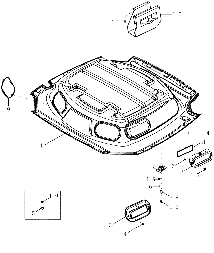 Схема запчастей Case IH MAGNUM 215 - (09-22) - CAB - HEADLINER, STANDARD TRIM (09) - CHASSIS/ATTACHMENTS