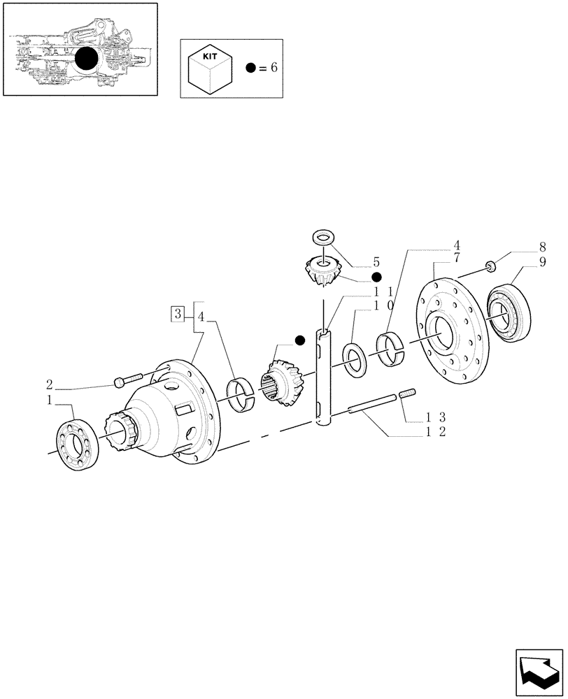 Схема запчастей Case IH MAXXUM 100 - (1.32.4) - DIFFERENTIAL GEARS WITH MECHANICAL LOCK FOR REAR AXLE (03) - TRANSMISSION