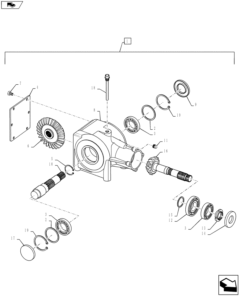 Схема запчастей Case IH RB554 - (03.15) - GEARBOX, 540 RPM (03) - MAIN GEARBOX