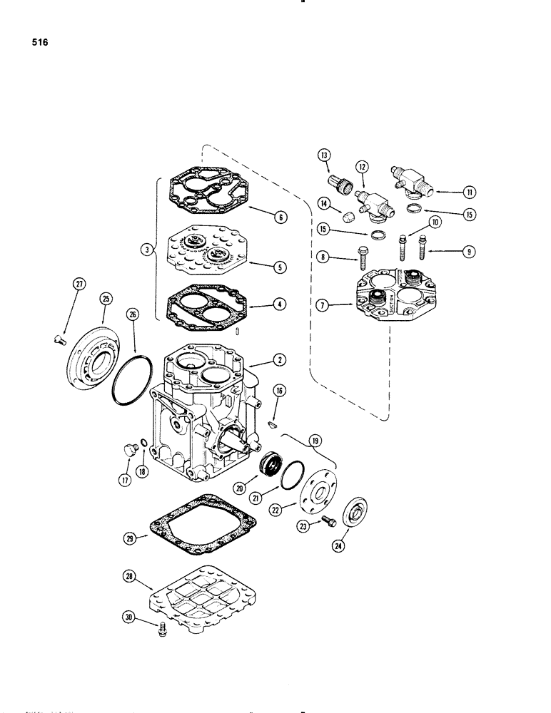 Схема запчастей Case IH 1270 - (516) - AIR CONDITIONER, COMPRESSOR ASSEMBLY (09) - CHASSIS/ATTACHMENTS