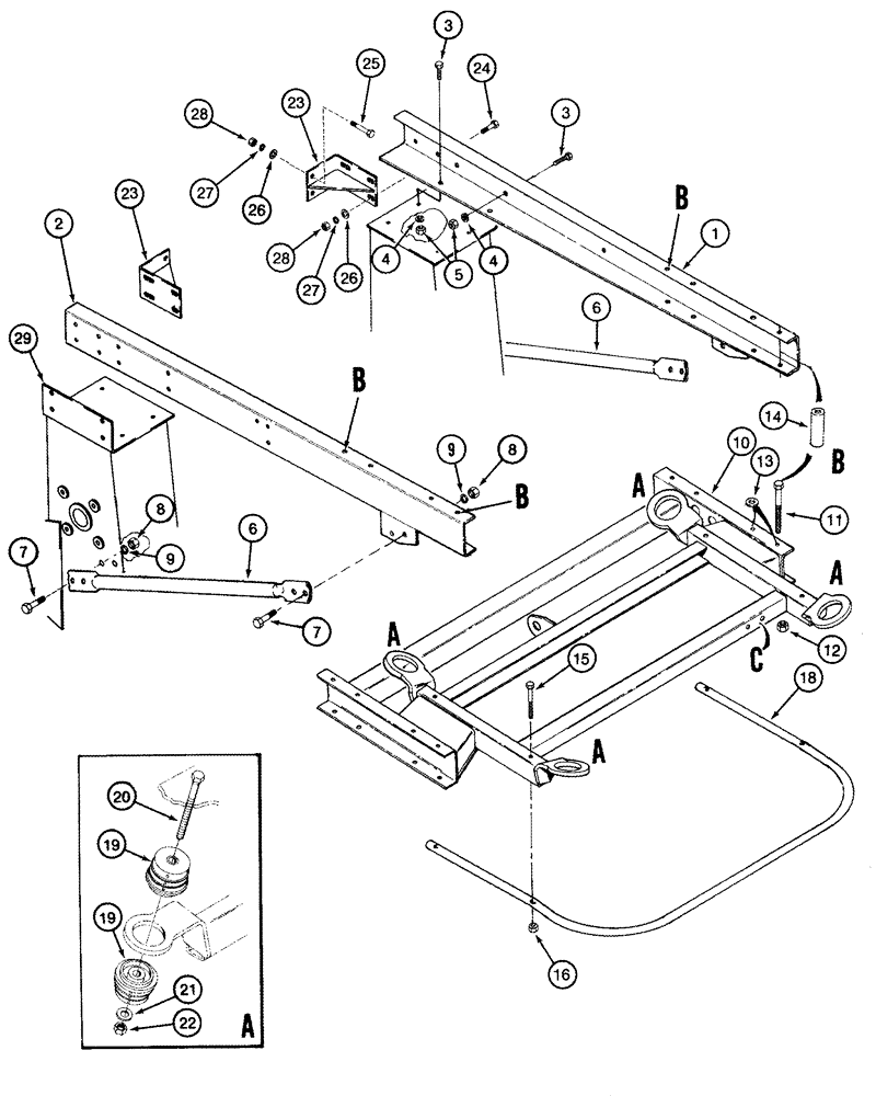 Схема запчастей Case IH CPX620 - (09F-08) - SUPPORTS, MAIN FRAME AND CAB AND PLATFORM (12) - CHASSIS