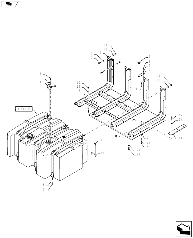 Схема запчастей Case IH TITAN 4530 - (10.216.01[01]) - FUEL TANK MOUNTING (10) - ENGINE