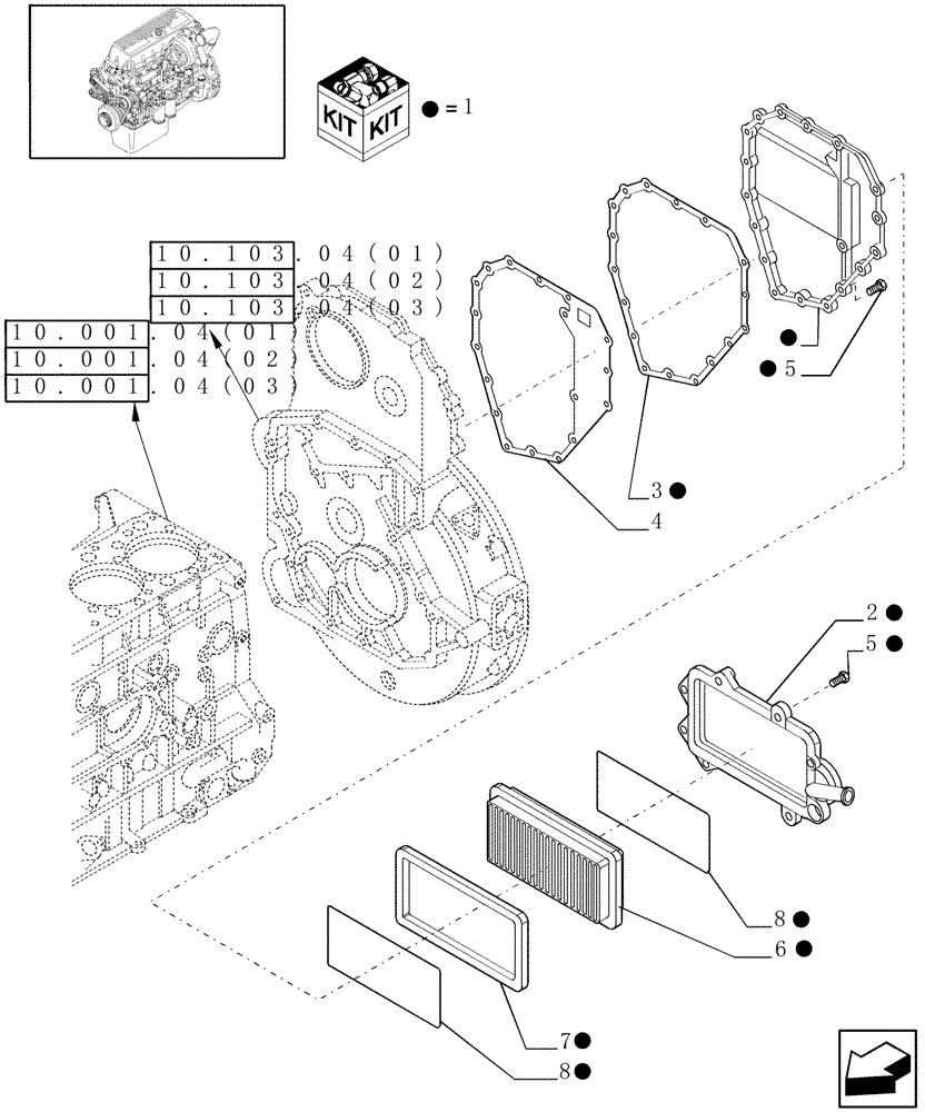 Схема запчастей Case IH 7010 - (10.101.04[03]) - ENGINE BREATHERS - 9010 (10) - ENGINE