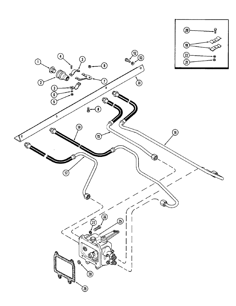 Схема запчастей Case IH 1370 - (332) - LEFT HAND VARIABLE REMOTE TUBES AND COUPLINGS, STANDARD COUPLING, USED PRIOR TO P.I.N. 8770001 (08) - HYDRAULICS