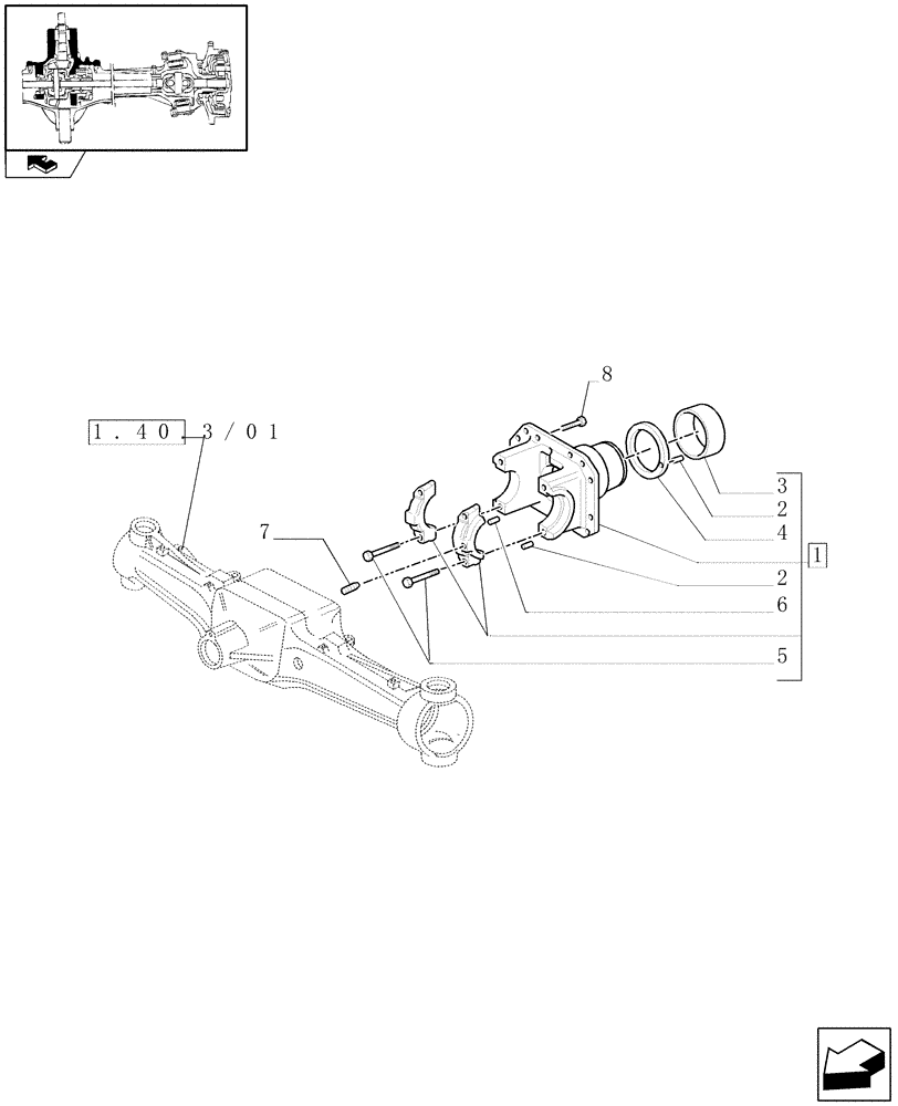 Схема запчастей Case IH PUMA 125 - (1.40. 3/05) - (CL.4) FRONT AXLE W/MULTI-PLATE DIFF. LOCK SENSOR AND BRAKE - SUPPORT (VAR.330426) (04) - FRONT AXLE & STEERING