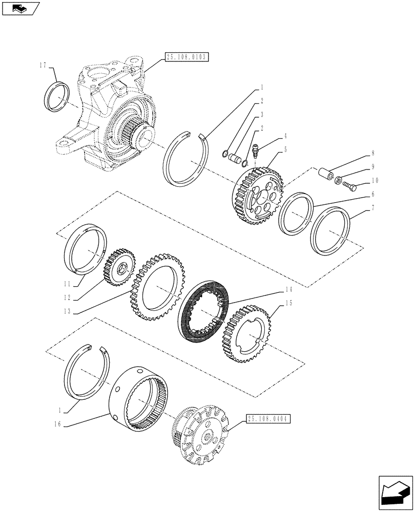 Схема запчастей Case IH PUMA 200 - (33.204.0101) - ABS SYSTEM - 4WD FRONT AXLE WITH SUSPENSION AND BRAKES - BRAKE GEARS (VAR.743964) (33) - BRAKES & CONTROLS