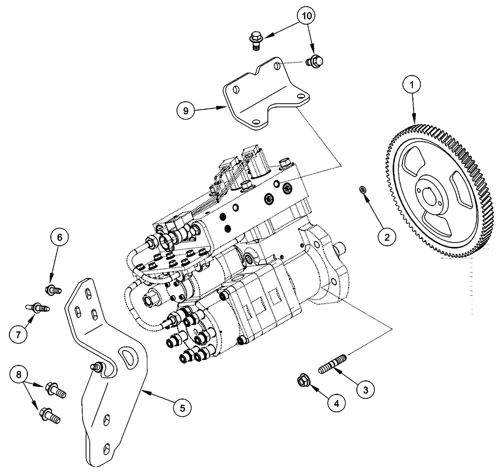 Схема запчастей Case IH SPX4410 - (03-034) - FUEL INJECTION PUMP - GEAR AND MOUNTING BRACKETS (01) - ENGINE